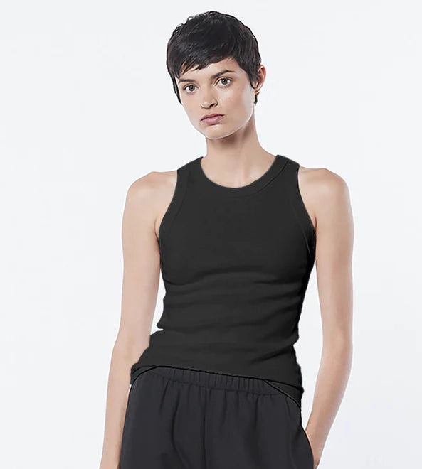 Supima Rib Sheath Tank in Black