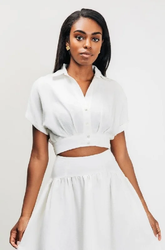 Hera Cropped Pleated Blouse