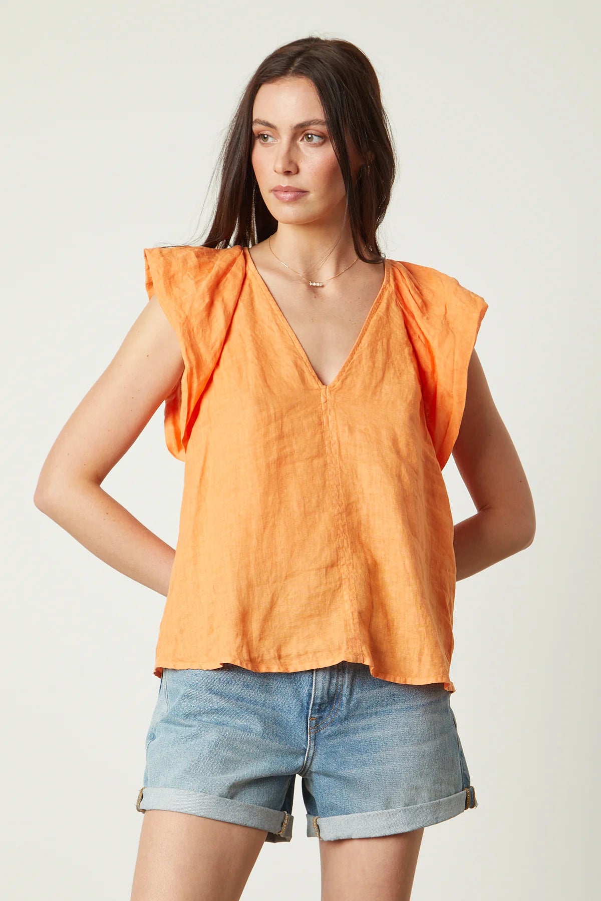 AVA Flutter Sleeve Top in Heat