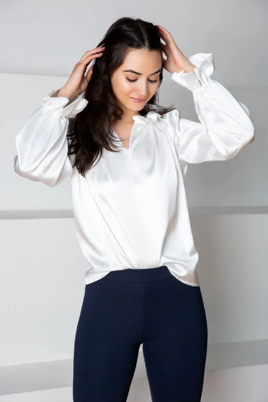 White Satin Zoe Blouse