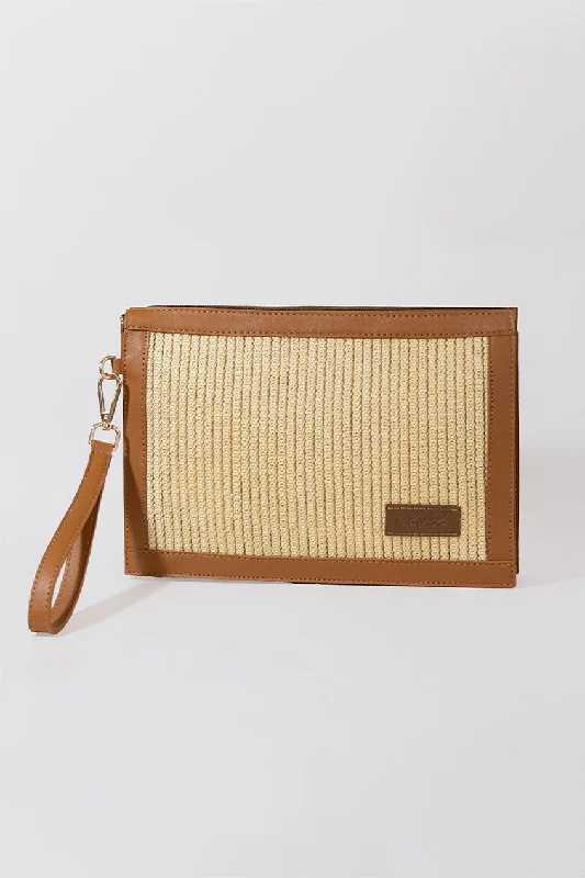 DUBAI RAFIA CLUTCH - TAN