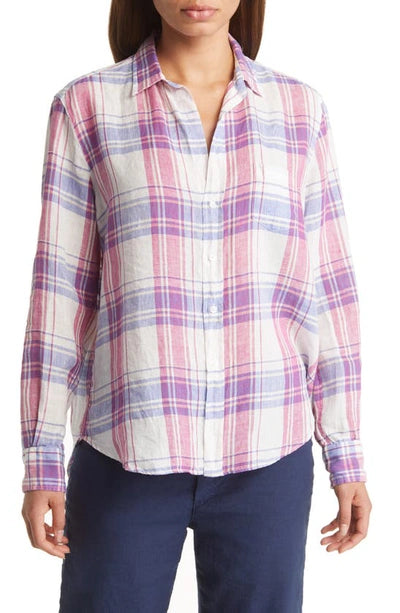 EILEEN Linen Shirt in Pink/Blue/White Plaid