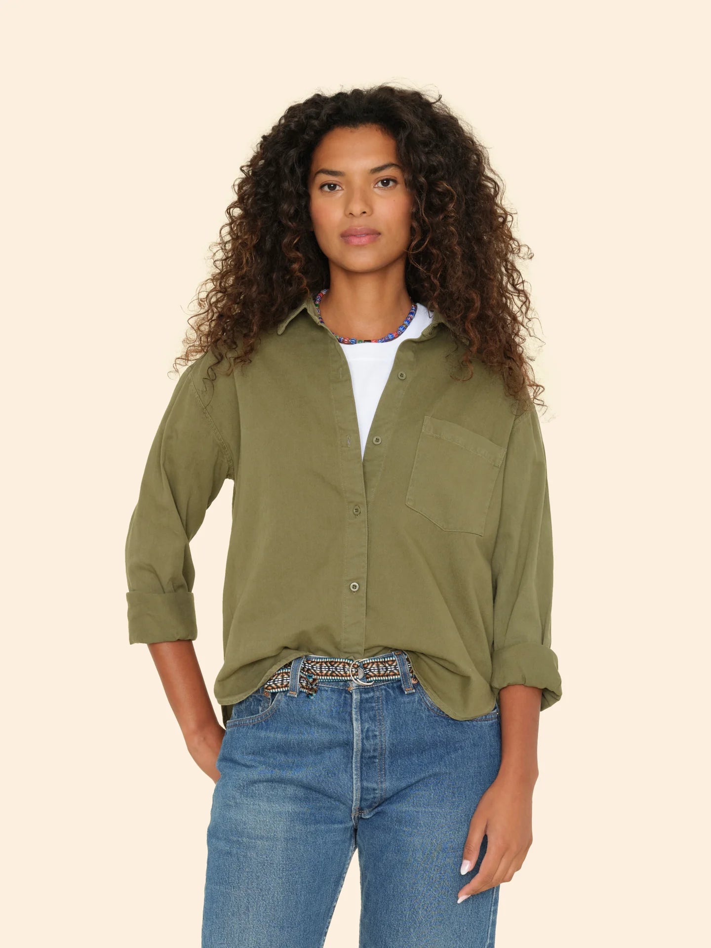 ASHER Twill Button Down in Hazy Sage