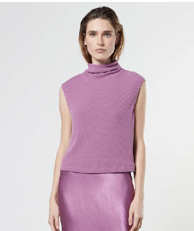 Sleeveless Turtleneck Top in Rose Mauve