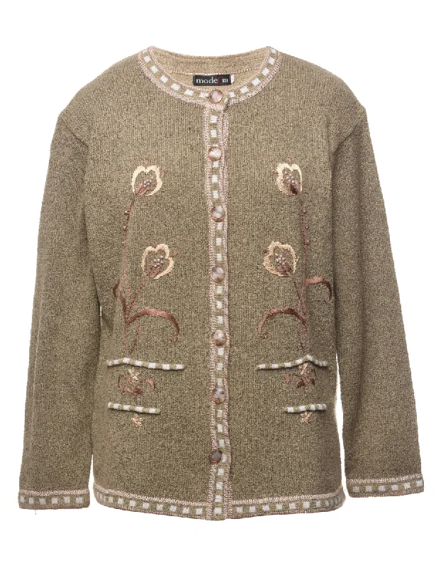 Embroidered Cardigan - L