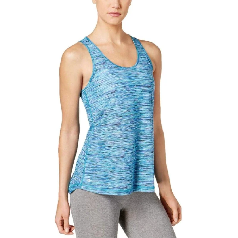 Ideology Women's Space-Dyed Mesh-Back Tank Top Teal Blue Size Large - L (12 - 14)