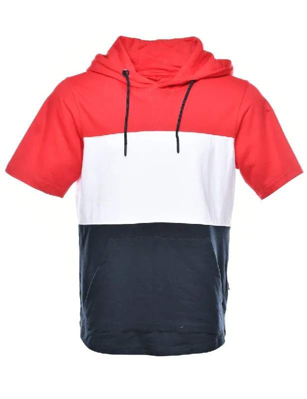 Colour Block Printed Hoodie - S