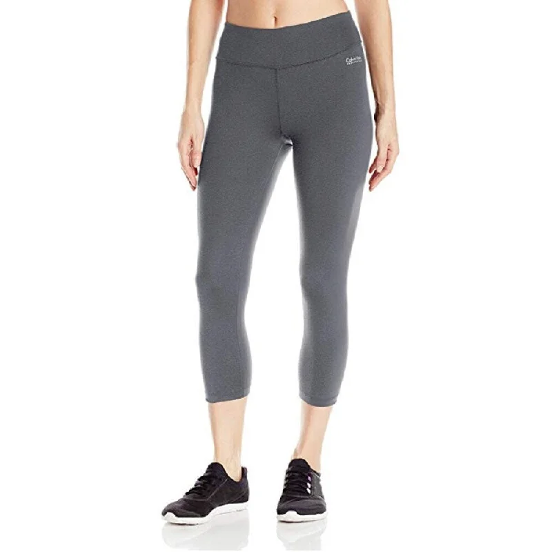 Calvin Klein Performance Women's Crop Tight with Back Shirring Sweats Heather Size Medium - Grey