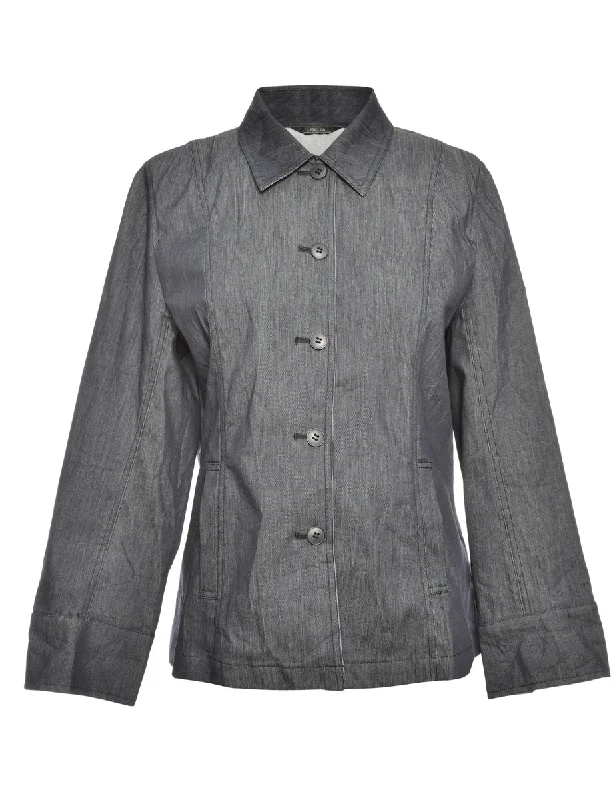 Button-Front Grey Jacket - XL