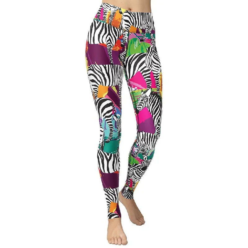 Colorful Zebra Yoga Leggings