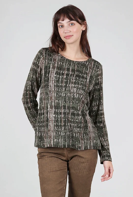 Brushed Knit Woodscape Top, Olive Mix