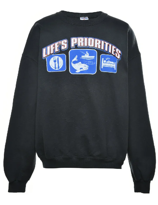 Life's Priorities Drop Shoulder Sweatshirt - M