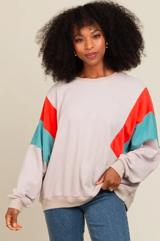 Grey Colorblock Dolman Sleeve Sweatshirt