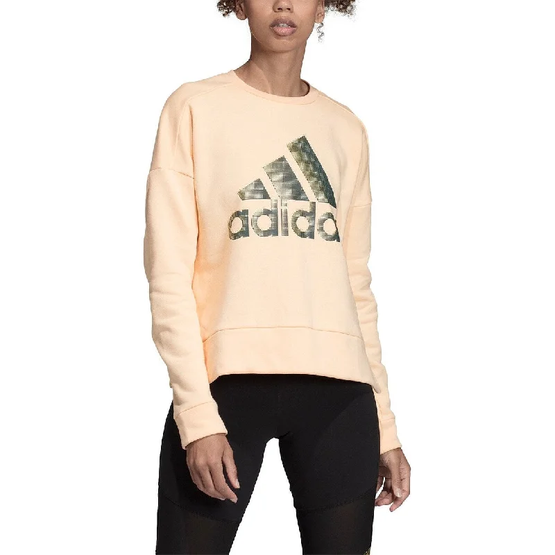 Adidas Women's Glam-Logo Sweatshirt Orange Size Large