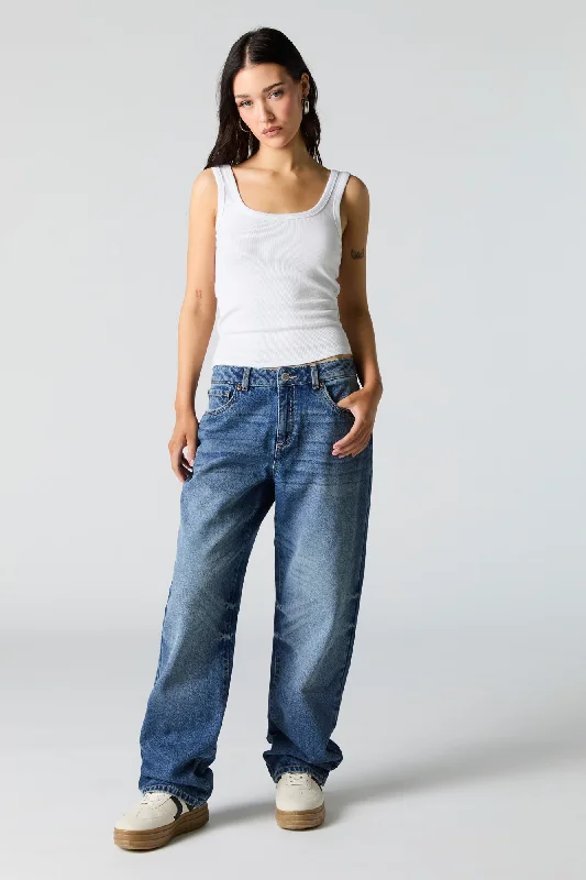 Dark Wash Slouchy Straight Leg Jean