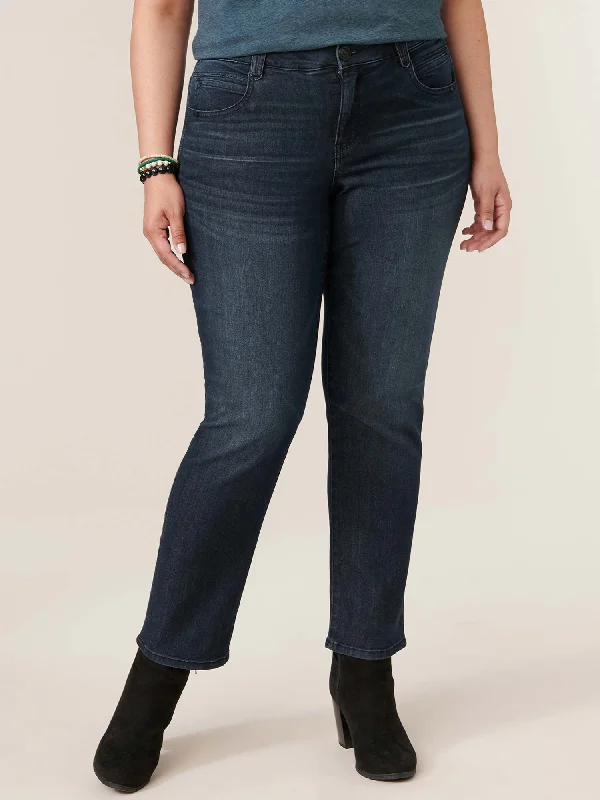 "Ab"solution® Mid Rise Dark Indigo Straight Leg Plus Jeans