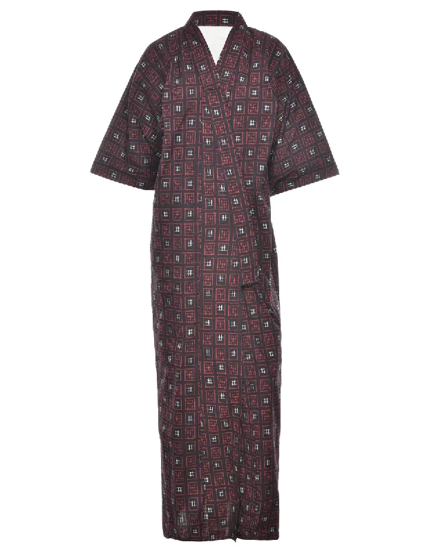 Geometric Print Full Length Kimono - M