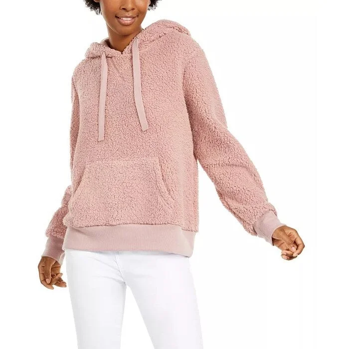 Hippie Rose Juniors' Sherpa Hoodie Pink Size Medium