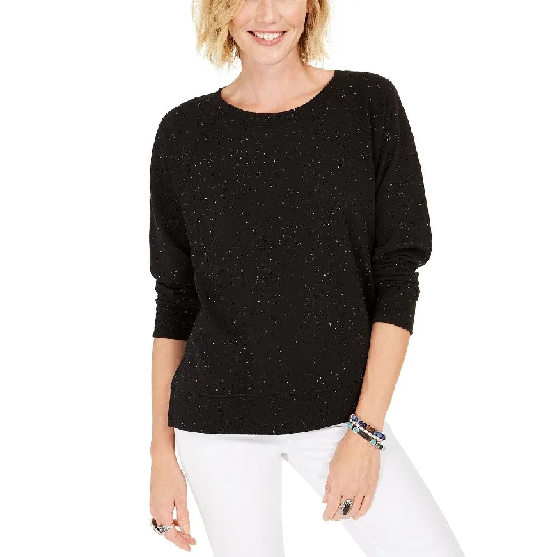 Style & Co Women's Speckled Sweatshirt Black Size Small