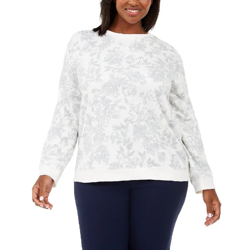 Karen Scott Women's Plus Size Printed Sweatshirt White Size 1X