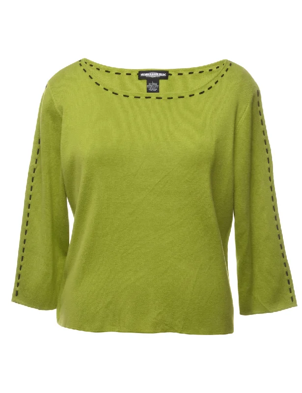 Lime Green Fine Knit Jumper - L