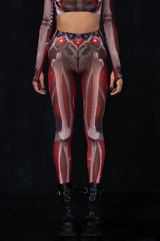 Crimson Skeleton Mesh Leggings