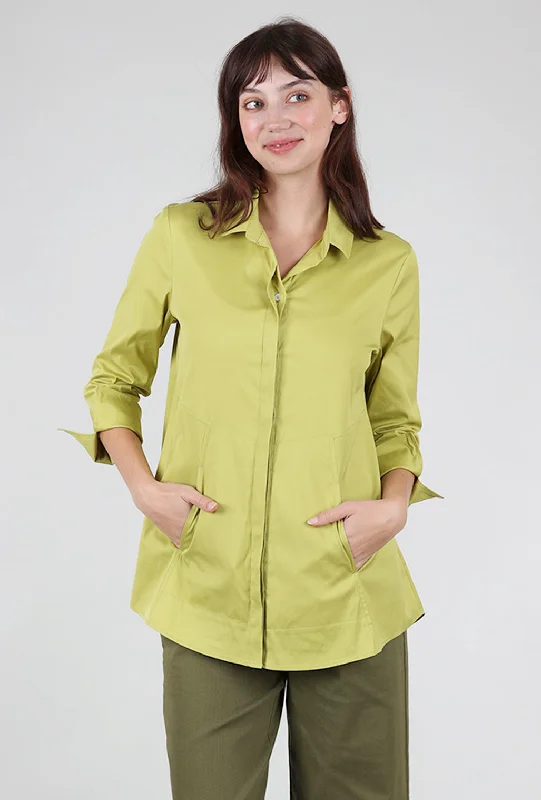 Perfect Travel Hidden Placket Shirt, Pear