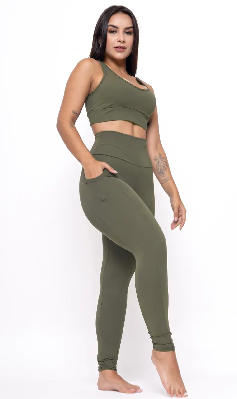 Legging Detox with Pocket Army Green