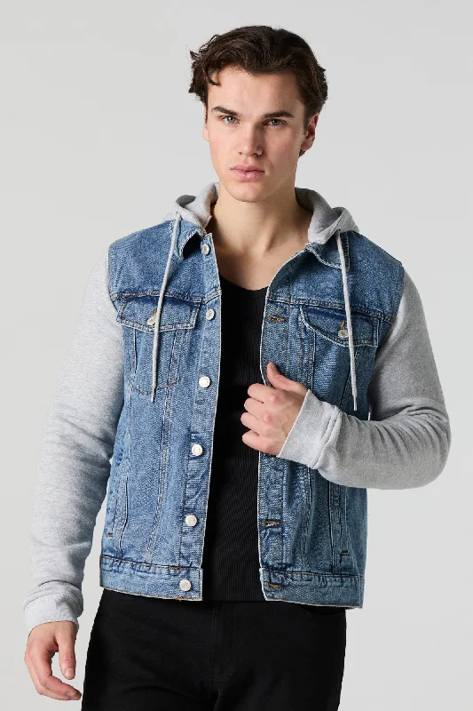 Hooded Fleece Denim Jacket