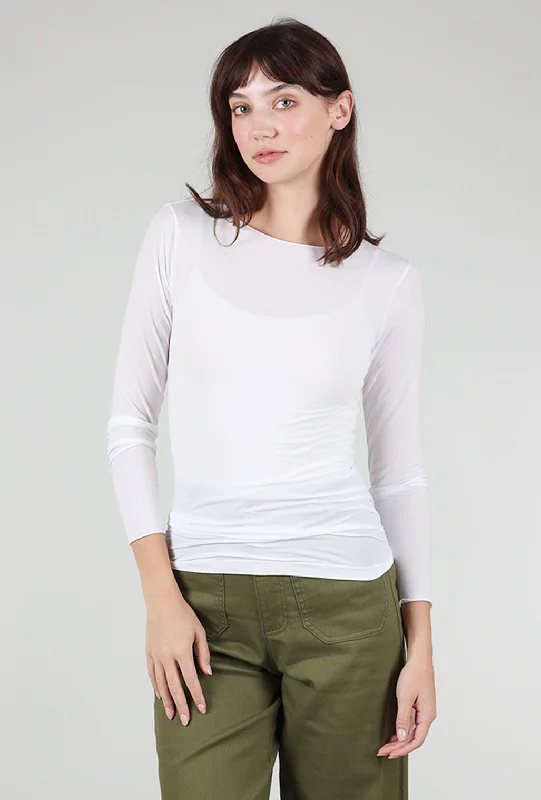 Solid Raw Edge Second Skin Top, White