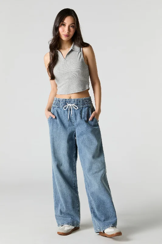 Drawstring Wide Leg Jean