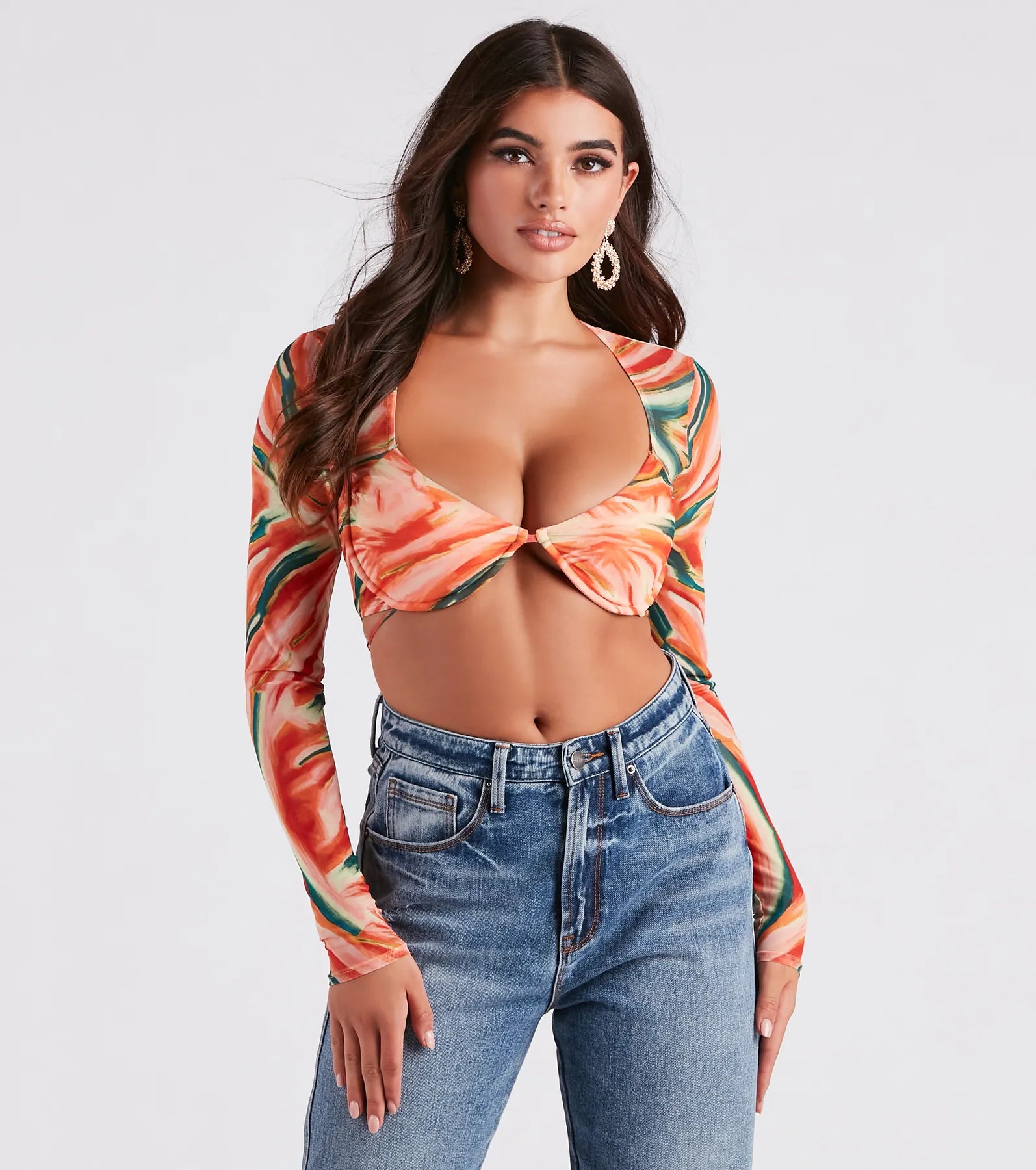 Bold Allure Watercolor Print Bra Top