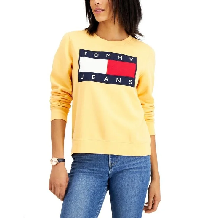 Tommy Jeans Women's Flag Sweatshirt Orange Size Large