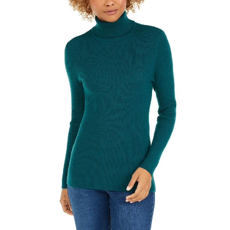 Style & Co Women's Ribbed Turtleneck Sweater Green Size Extra Large