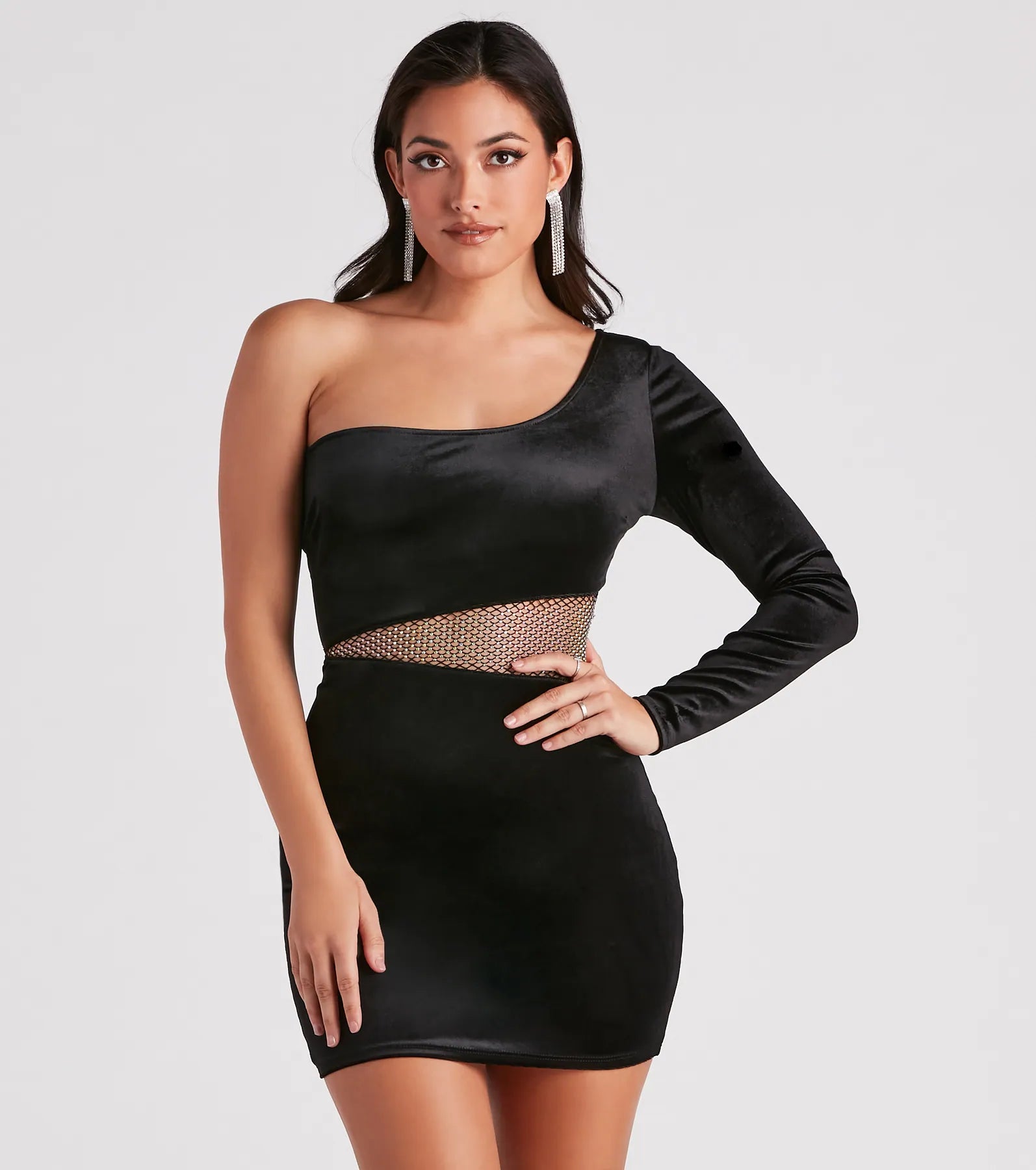 Keep It Luxe Rhinestone Velvet Mini Dress