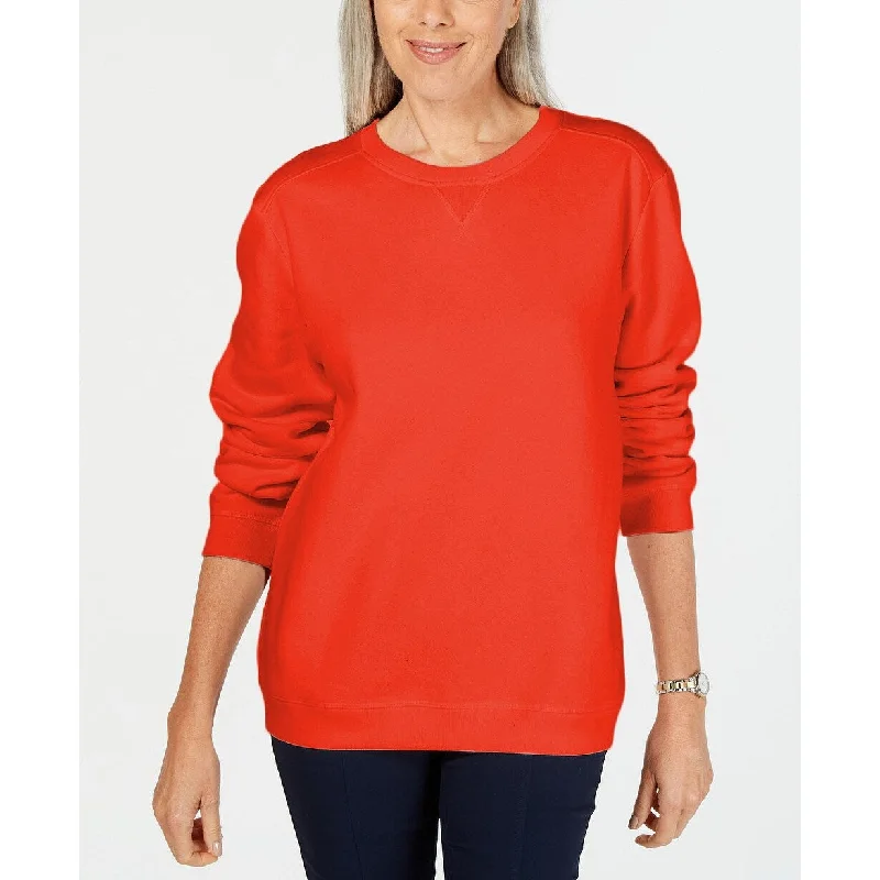 Karen Scott Women's Long-Sleeve Crewneck Sweatshirt New Red Size Large