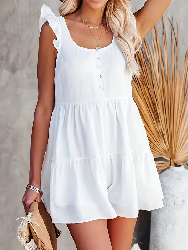 Full Size Ruffled Scoop Neck Sleeveless Romper