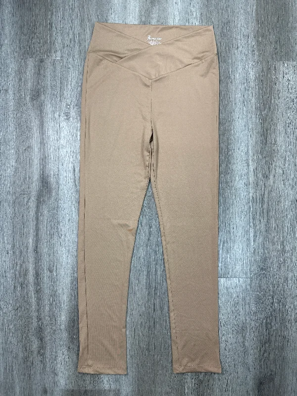 Athletic Leggings By Active Usa In Tan, Size: L