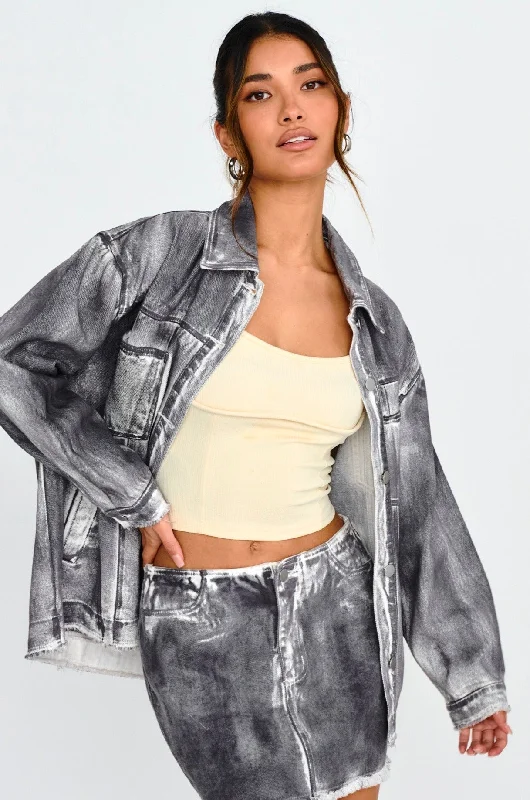 Decoy Distressed Jean Jacket Black/White