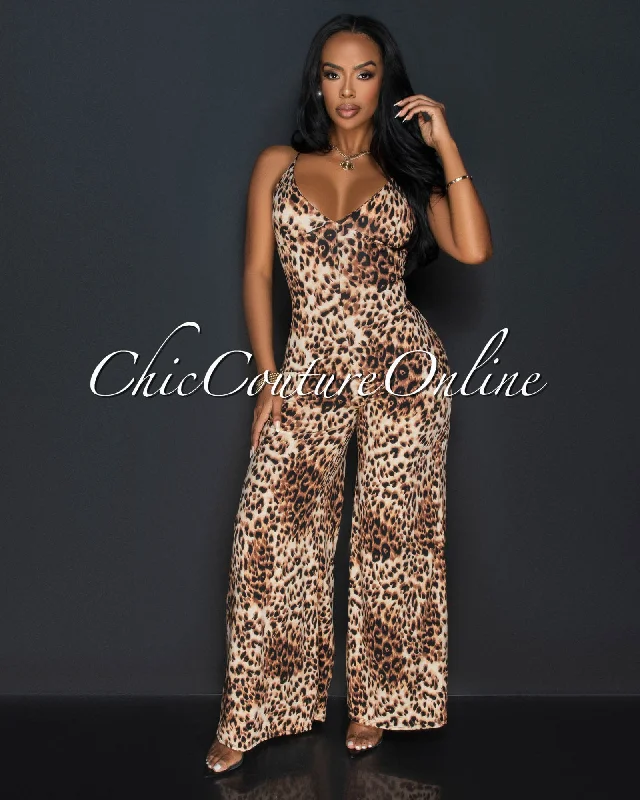 Azra Leopard Print Wide Legs Jumpsuit