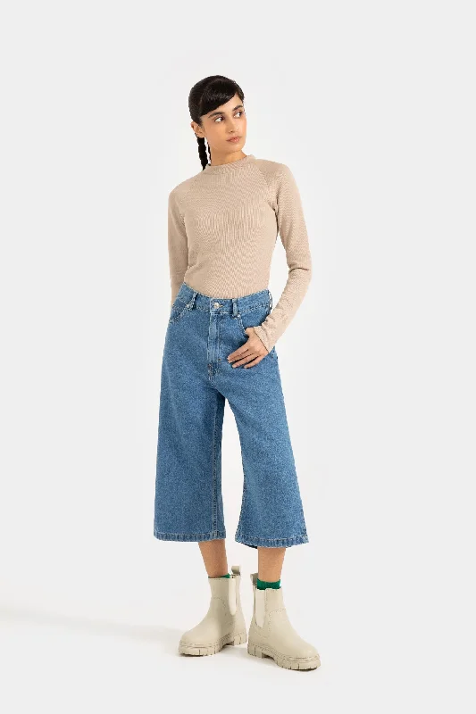 Wide Leg Denim Capri