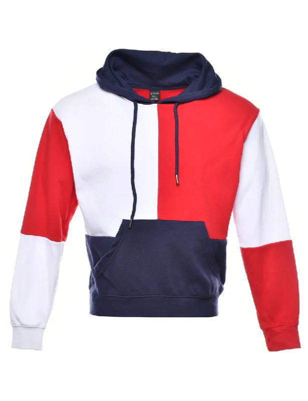 Colour Block Printed Hoodie - S