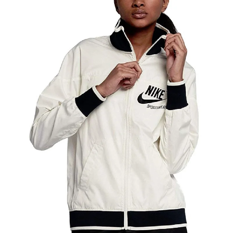 Nike Women's Sportswear Water Repellent Track Jacket Sail Size Large - White