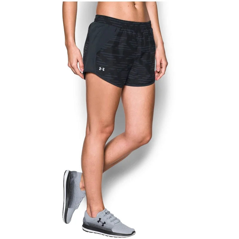 Under Armour Women's Fly By Printed Shorts Black Anthracite Size Extra Large - X-Large