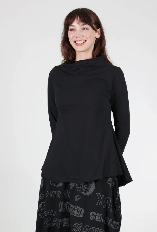 Substantial Drape-Neck Top, Black