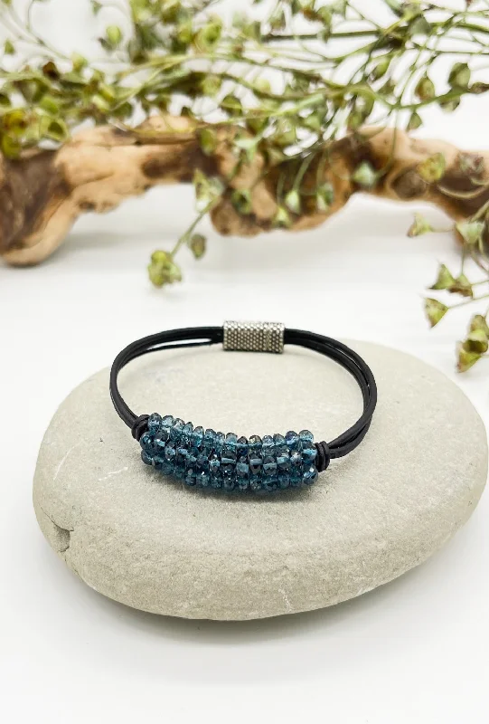 London Blue Topaz Leather Bracelet