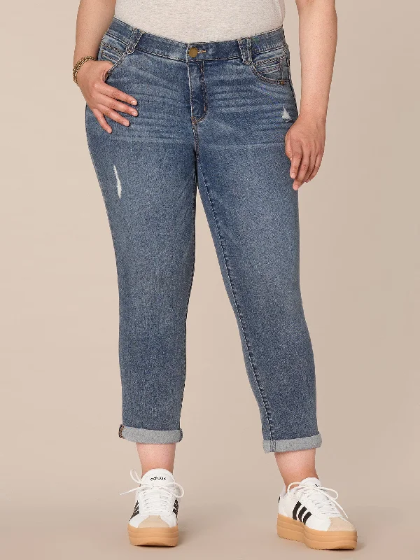 "Ab"solution Mid-Rise Distress Detail Ankle Skimmer Plus Size Jeans