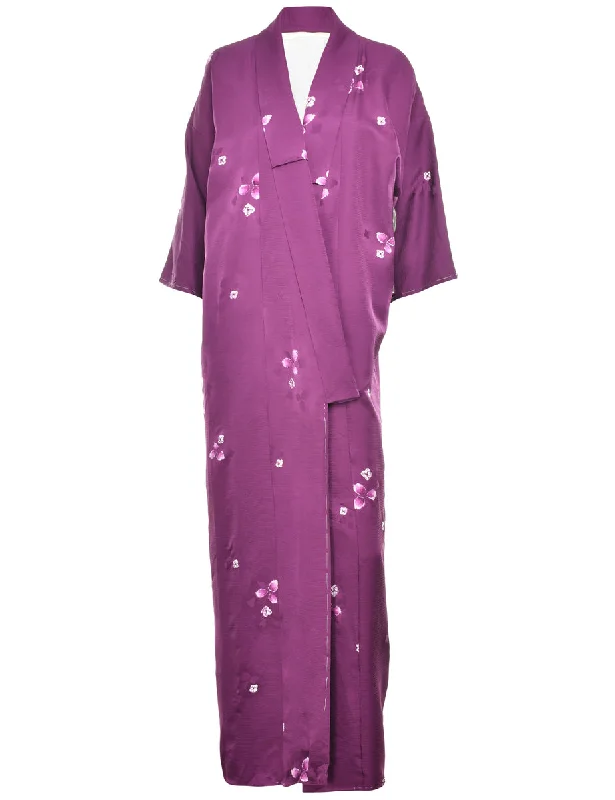 Floral Print Full Length Kimono - L