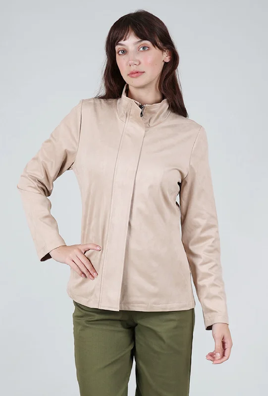 Faux Suede Jacket, Natural