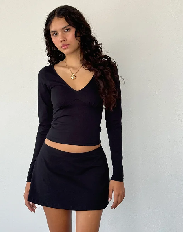 Sisil Long Sleeve Top in Black